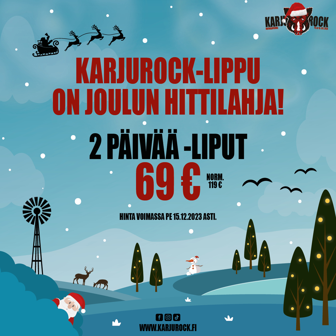 Pääsylippu kesän 2024 Karjurockiin on joulun odotetuin hittilahja!